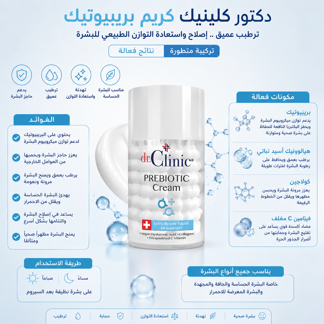 كريم الوجه بريبيوتيك من دكتور كلينيك - 100 مل